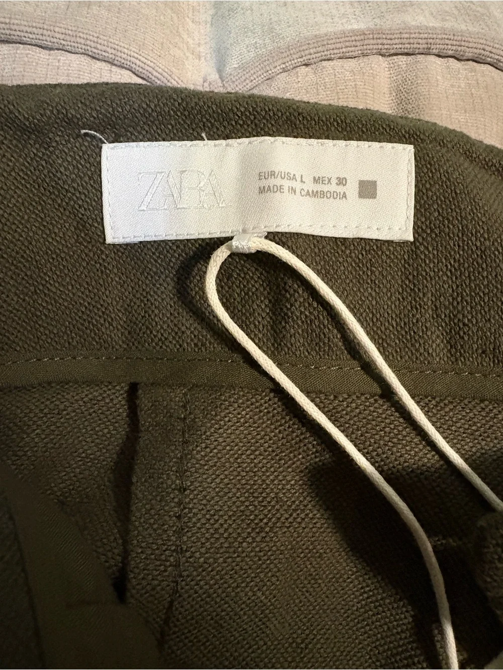 Zara High Waisted Linen Blend Olive Wide-Leg Cropped Trousers